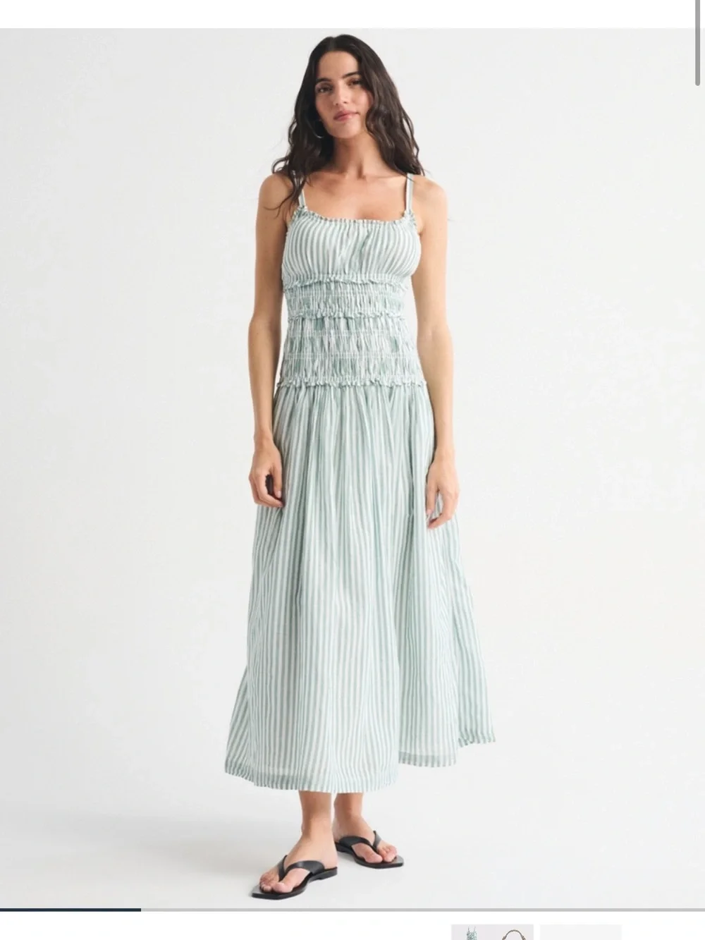 Abercrombie & Fitch Mint Green and White Striped Maxi Dress